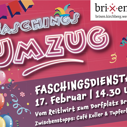 Faschingsumzug durch Brixen mit Faschingsparty am Dorfplatz