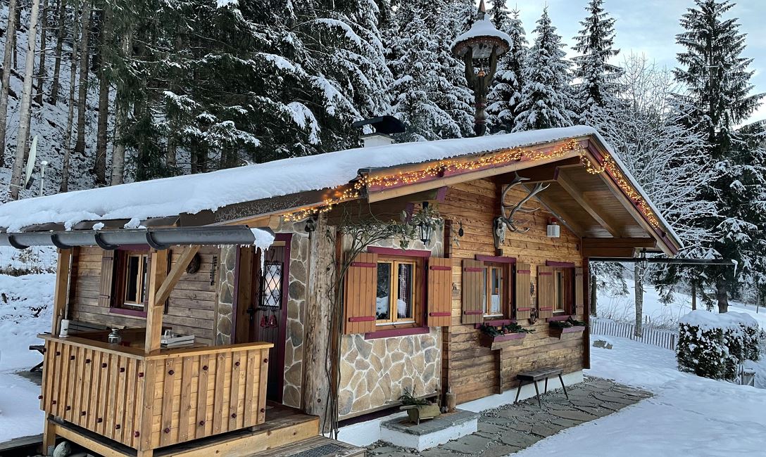 Hütte Waldzeit im Winter