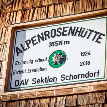 Alpenrosenhütte Schild