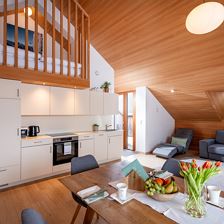 Küche mit Wohnzimmer